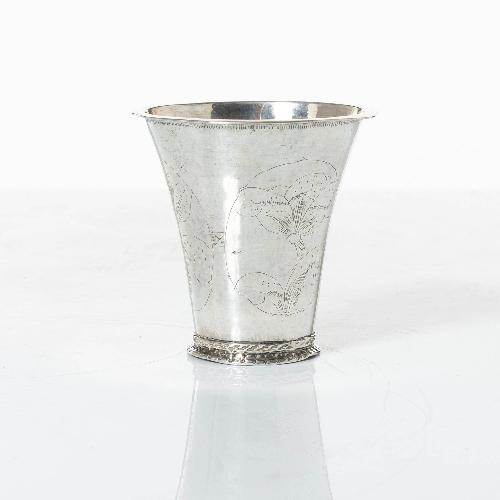 Bernard Halck, bägare, silver, Halmstad 1765.