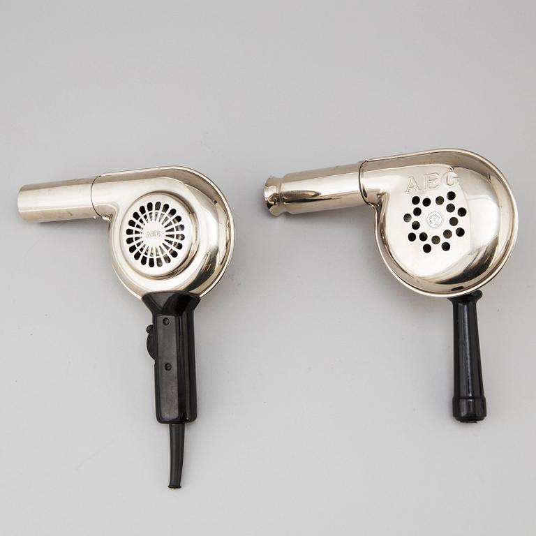 Two hair dryers from AEG, 1930's.