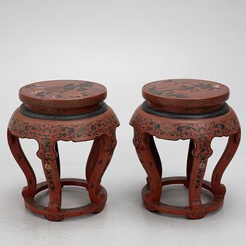 A pair of Chinese stools/pedestals, modern manufacturing.