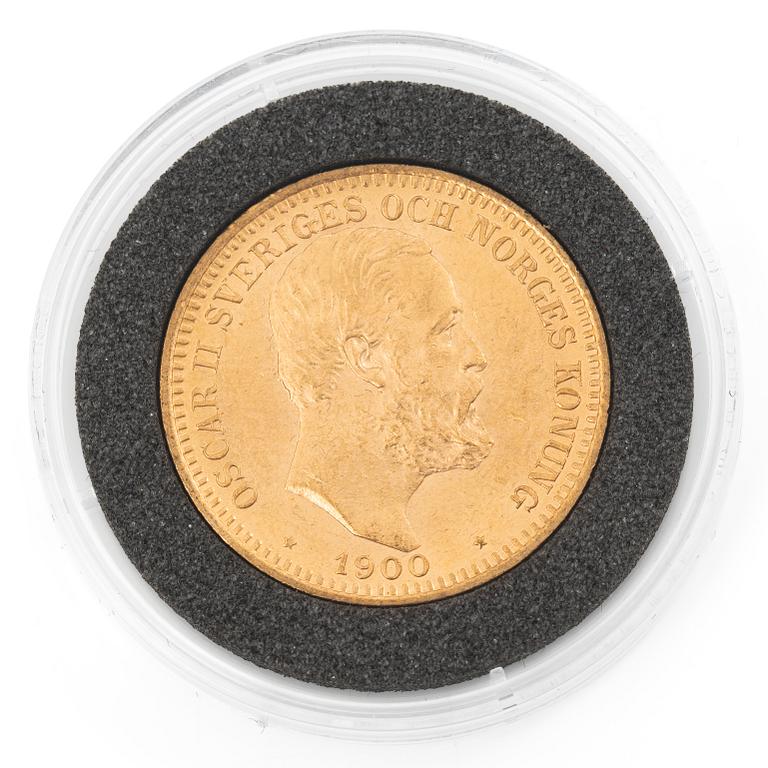 Gold coin, Sweden, Oscar II, 20 kronor, 1900.