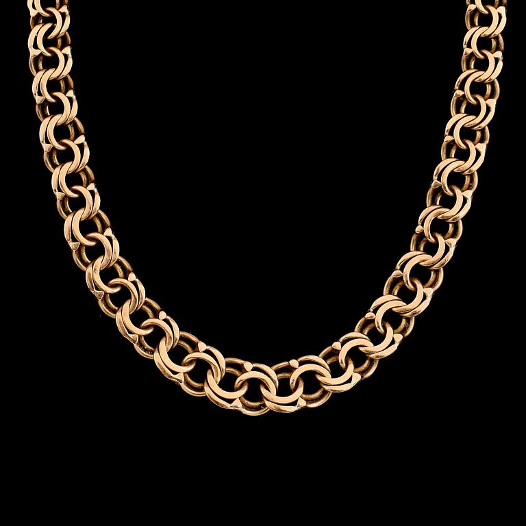 COLLIER, 18K guld, bismarcklänk.  Vikt ca 15 g.