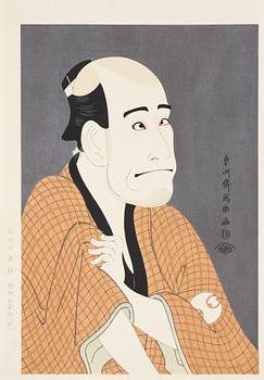 Toshusai Sharaku, after, a woodblock print in colours, 20th Century.