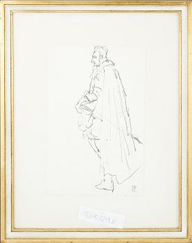 HILDING LINNQVIST. tuschteckning. Signerad med monogram.