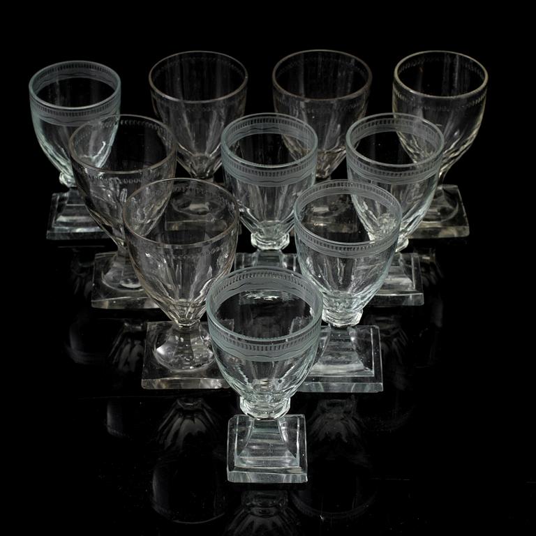 Ten 19th Century wine glasses.