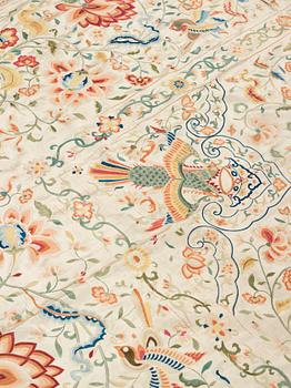 A large embroidered silk blanket, Qing dynasty (1664-1912).