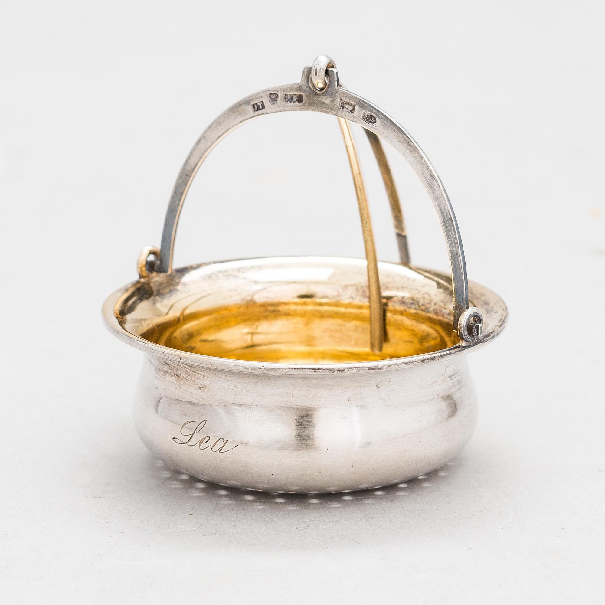Fruktknivar, 6 st, skål och tesil, silver, Finland 1922-31.