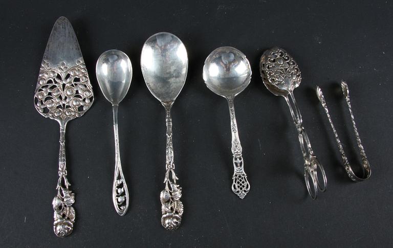 PARTI BESTICK, 6 delar. Silver, importstämplar mm.