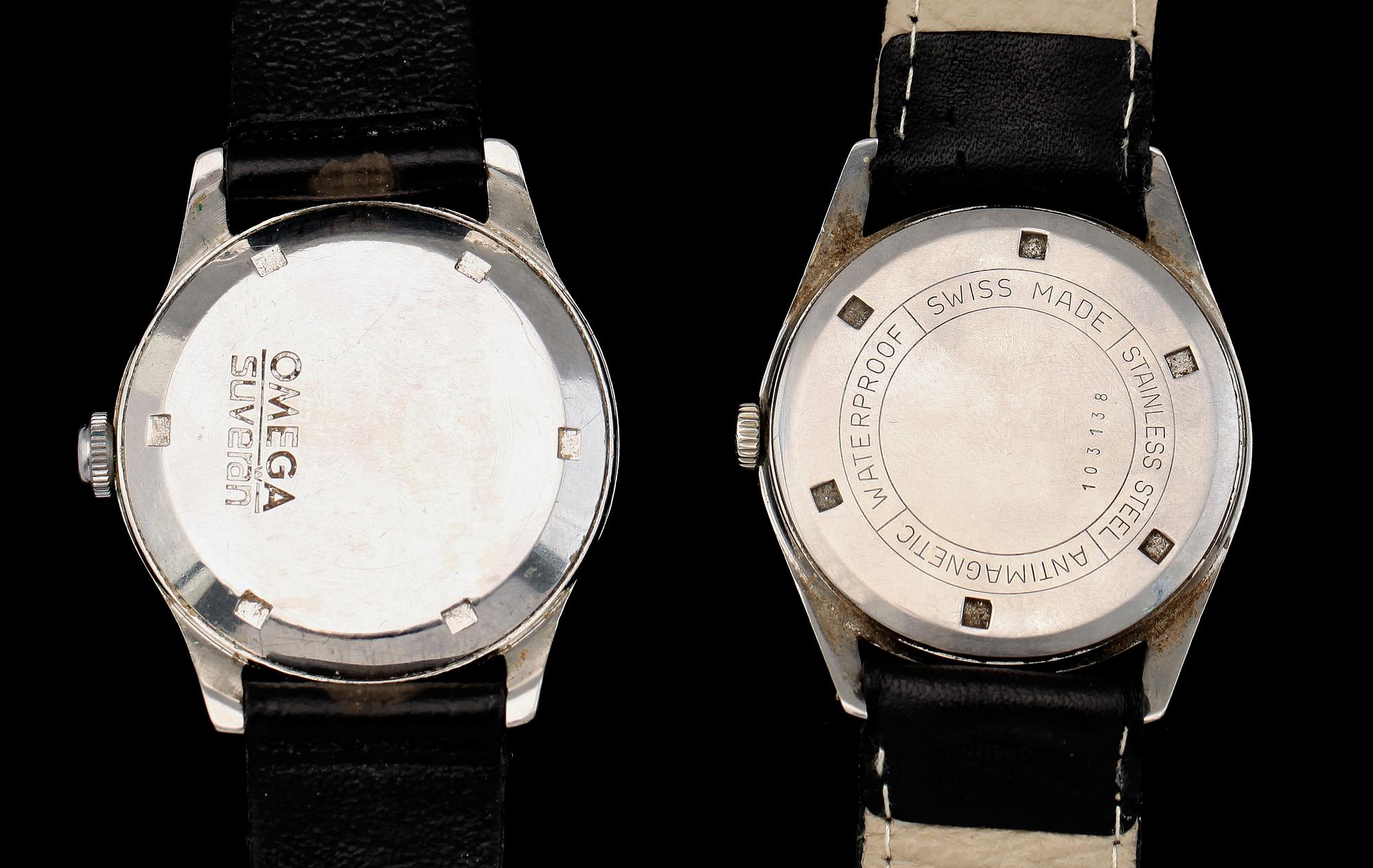 ARMBANDSUR, 2 st, stål, bla Eiger Lux, 1900-talets mitt.