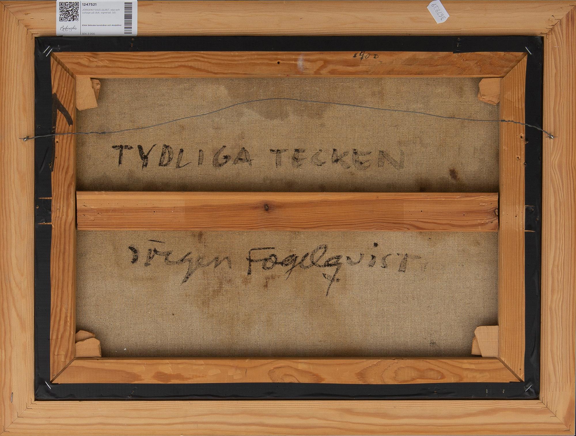 JÖRGEN FOGELQUIST, a signed oil and collage on canvas.