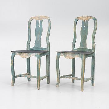 A pair of polychrome-painted folk art chairs from Järvsö, Hälsingland, late 18th/early 19th century.
