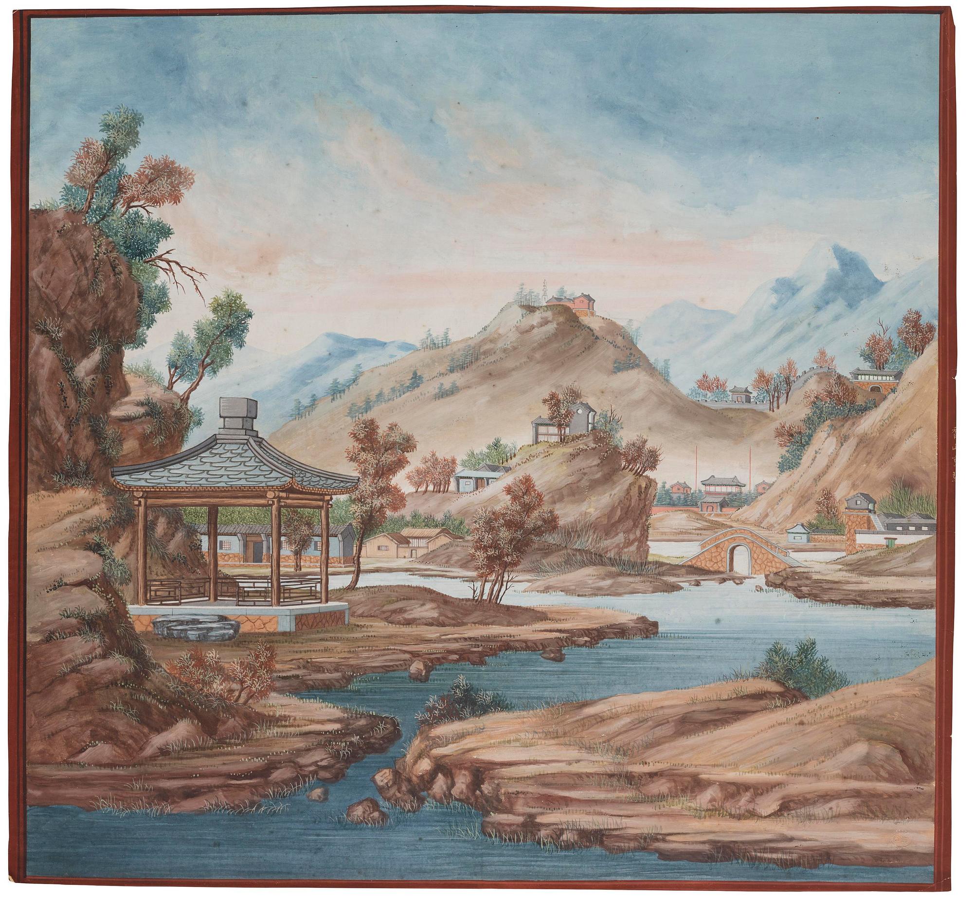 A group of five Chinese gouache paintings, Qing dynasty, late 18th century, by anonymous artist.
