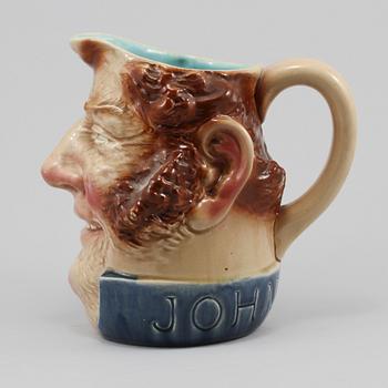 TOBY JUG, flintgods, Sarreguemines, omkring år 1900.