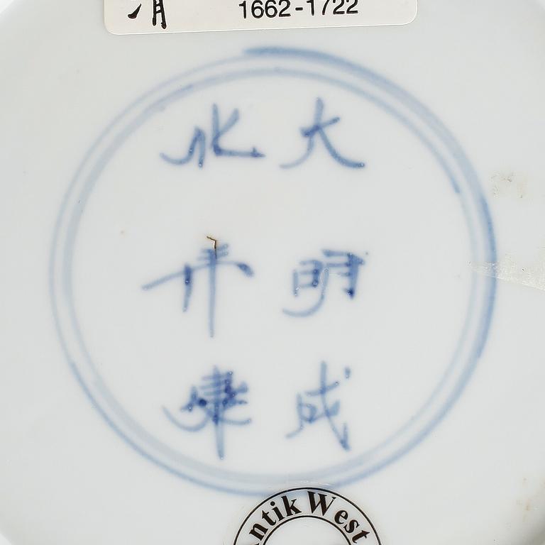 FAT, 3 st (2+1), porslin, Kina, Kangxi 1662-1722.