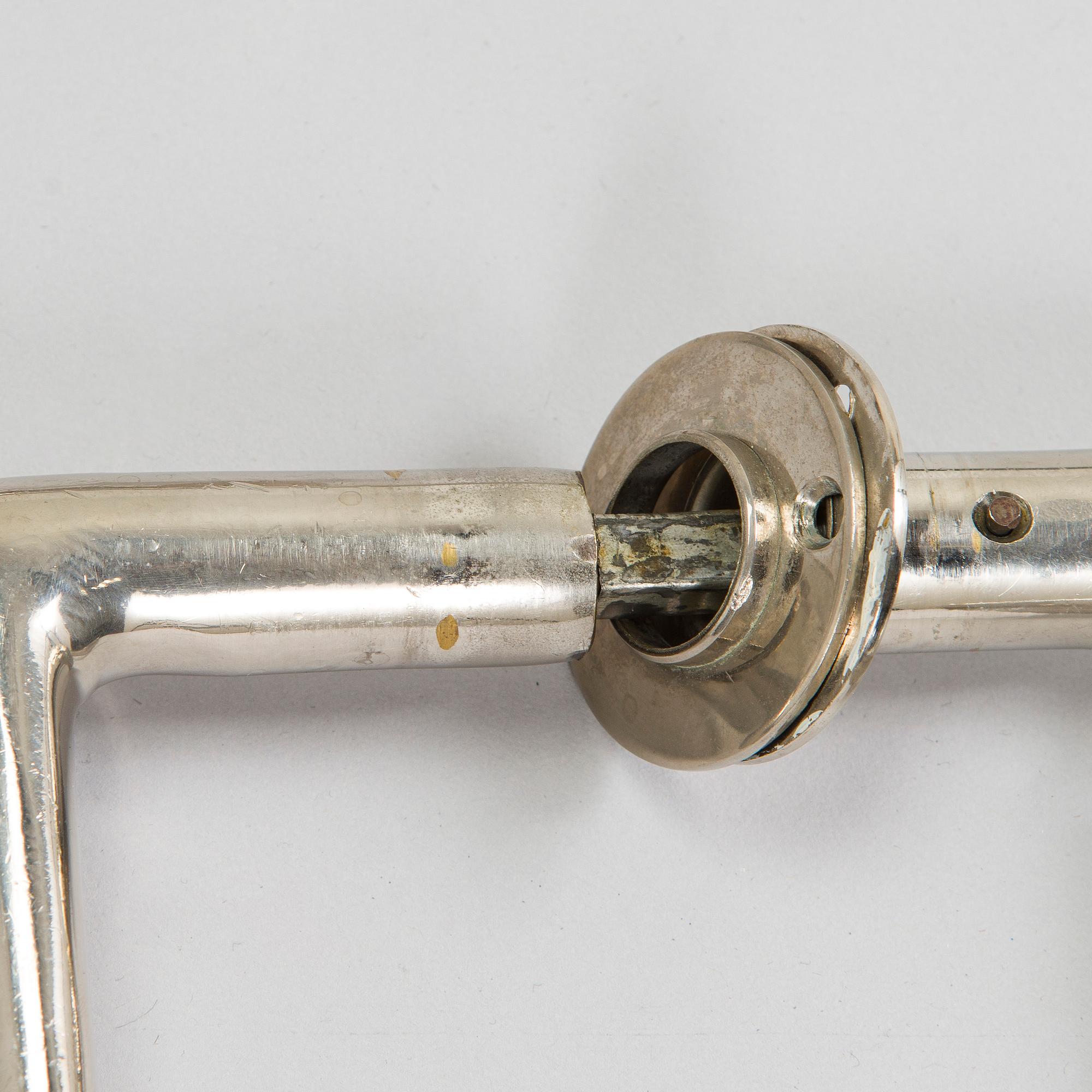 Alvar Aalto, seven paris of mid-20th century doorhandles manufactured by Kellokosken Tehdas, Finland.