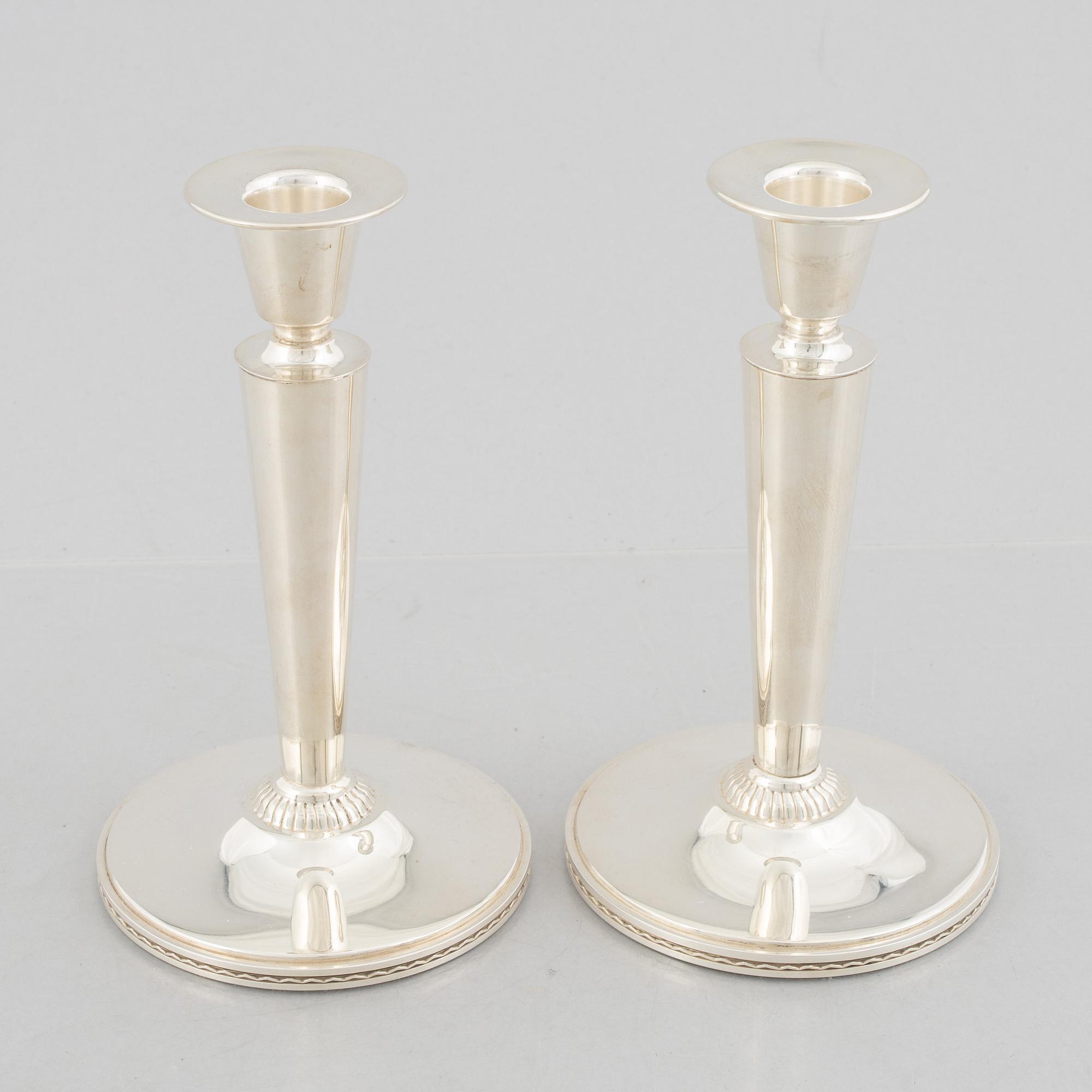 Eric Råström, candlesticks, a pair, silver, CG Råström, Stockholm 1969.