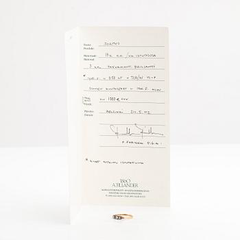 Sormus, 18K kultaa ja vanhahiontaisia briljantteja yht n 0.50 ct todistuksen mukaan. Suomen Kultasepät Oy Helsinki.