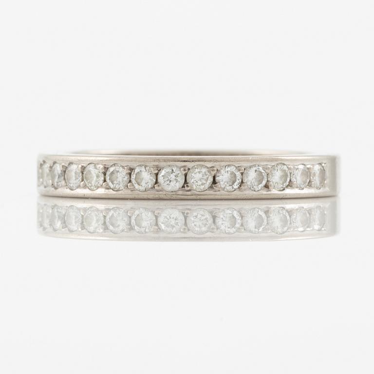 Ring, half eternity, 18K white gold set with brilliant-cut diamonds 0.28 ct according to engraving.