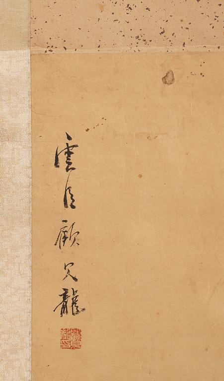 A Chinese scroll painting by un unkown artist, late Qing dynasty.
