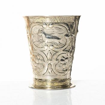Christian Pichgiel, jaktbägare, silver, Danzig, omkring år 1700.