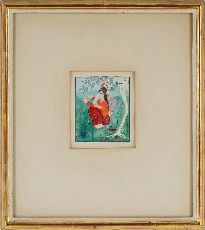 PARTI AKVARELLER, 6 st, bl a Mohammed Racim, orientaliskt, 1900-tal.