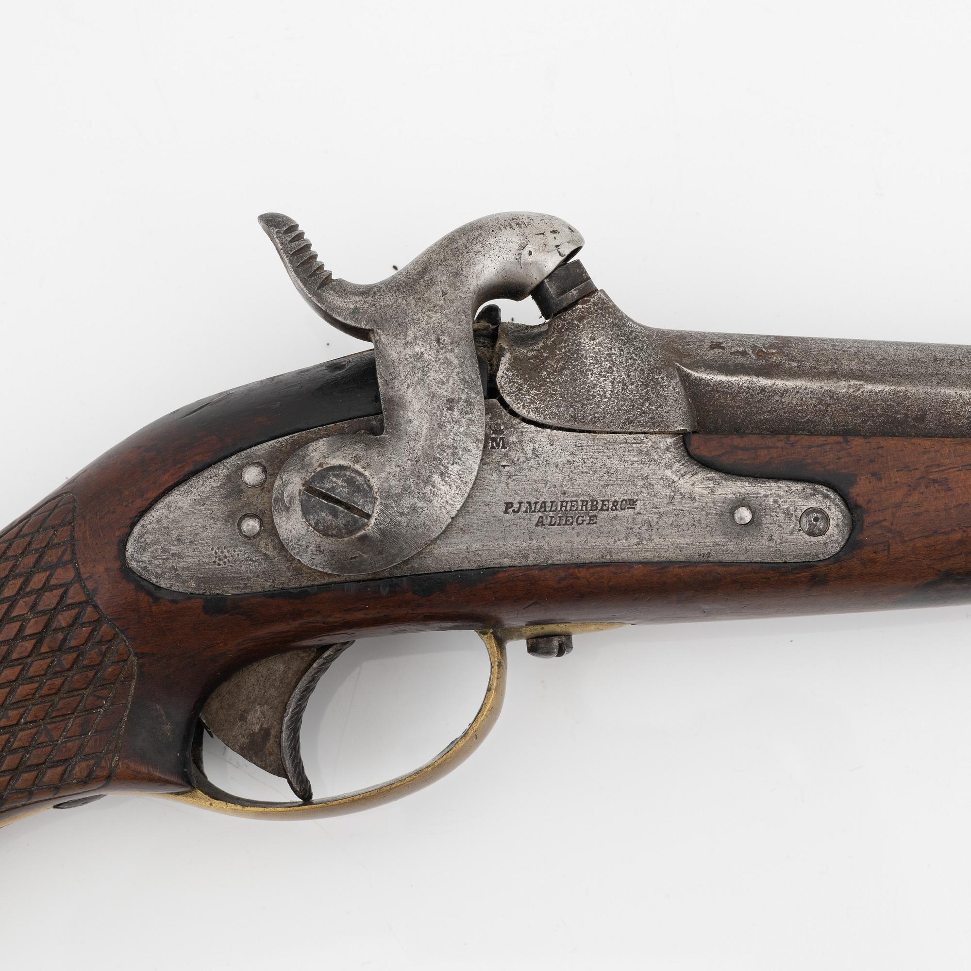 A Swedish rifled percussion pistol 1850 pattern.