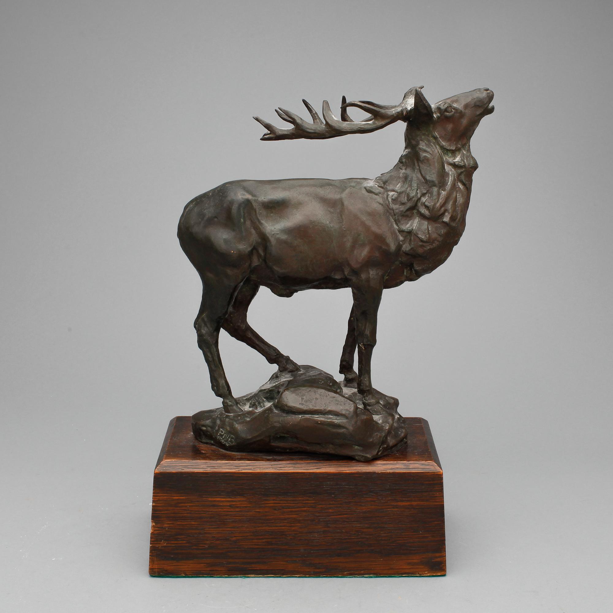 OKÄND KONSTNÄR, skulptur, brons, monogramsignerad o daterad PWB, 1908.
