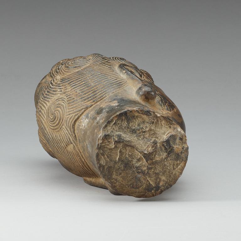 A Ming-style stone head of Buddha.