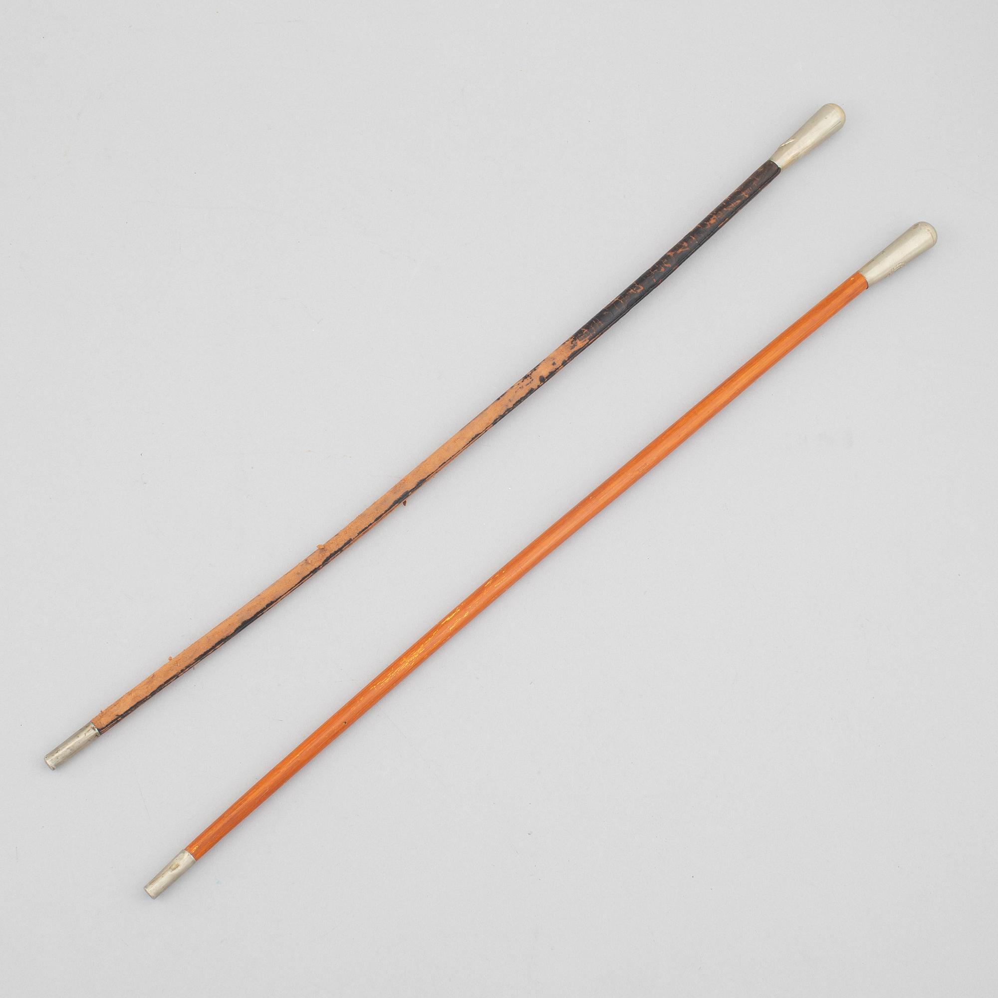 An officer's swagger stick and ridning cane, British, from around the year 1900.