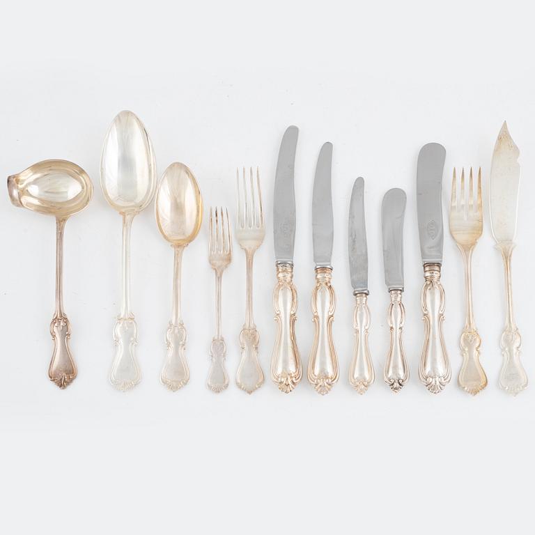 A 99-piece Swedish silver cutlery, model 'Olga', including GAB, Stockholm 1949.