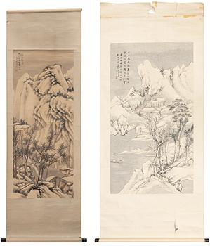 Unidentified artist, two scroll paintings, China, circa 1900/early 20th century.