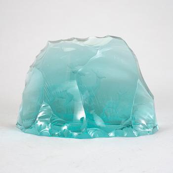 SKULPTUR, glas, signerad Vicke Lindstrand, Kosta.
