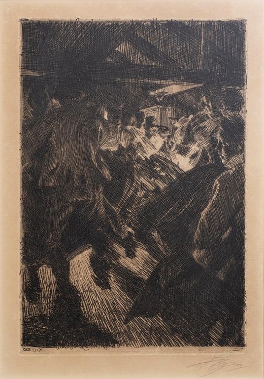 Anders Zorn, a signed etching from 1917.