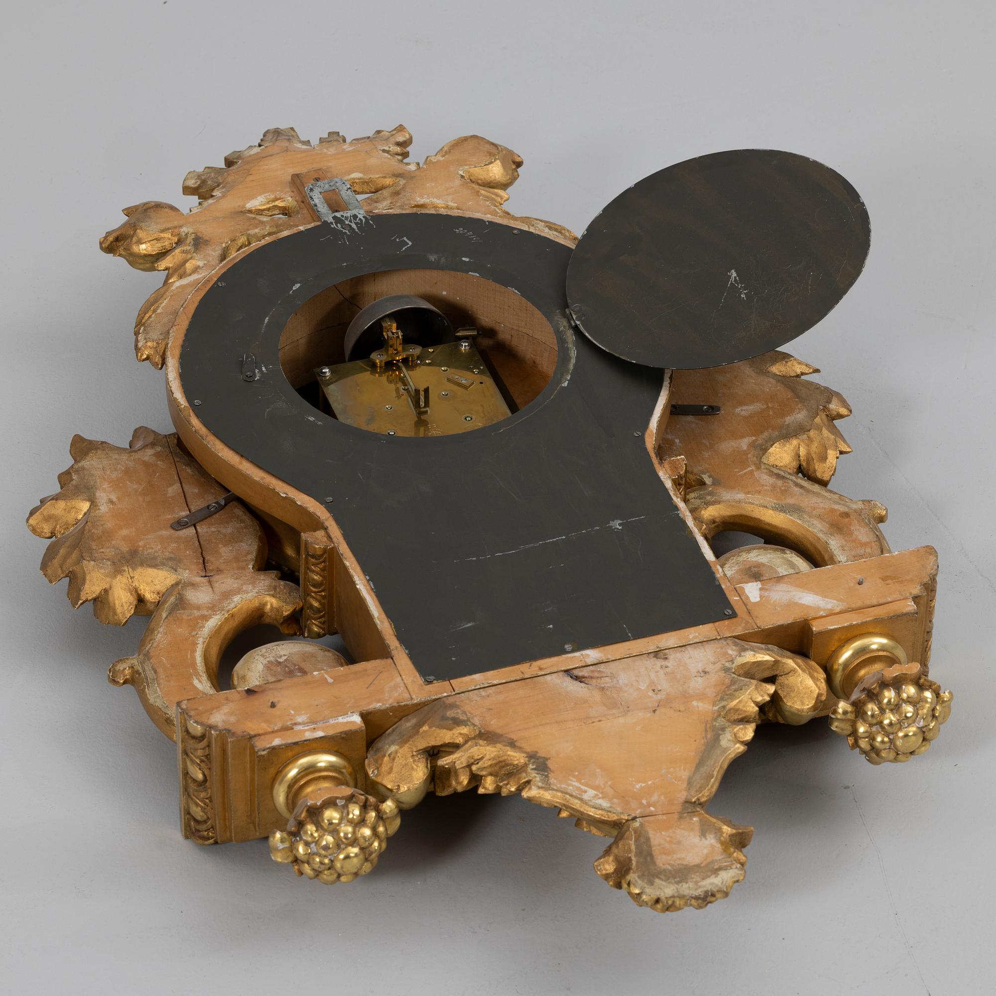 Wall clock, Gustavian style, P.N. Wohlin, Stockholm, 20th century.