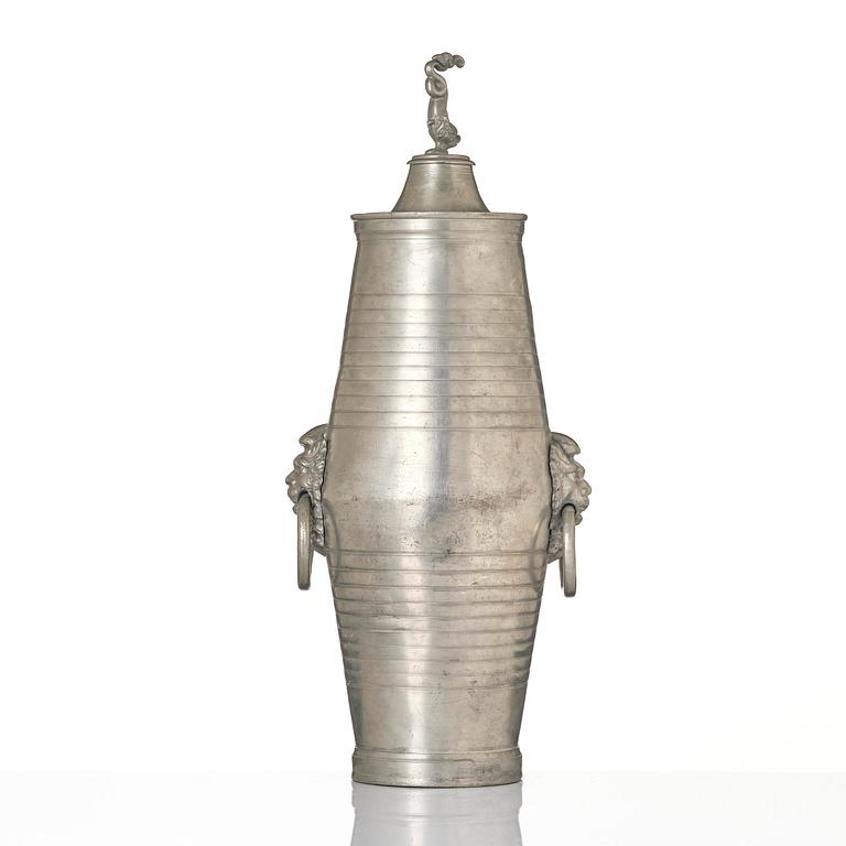 A pewter water-cistern attributed to I. Buhrman (master in Stockholm 1773-98/1812).