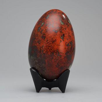 A Hans Hedberg faience egg, Biot, France.