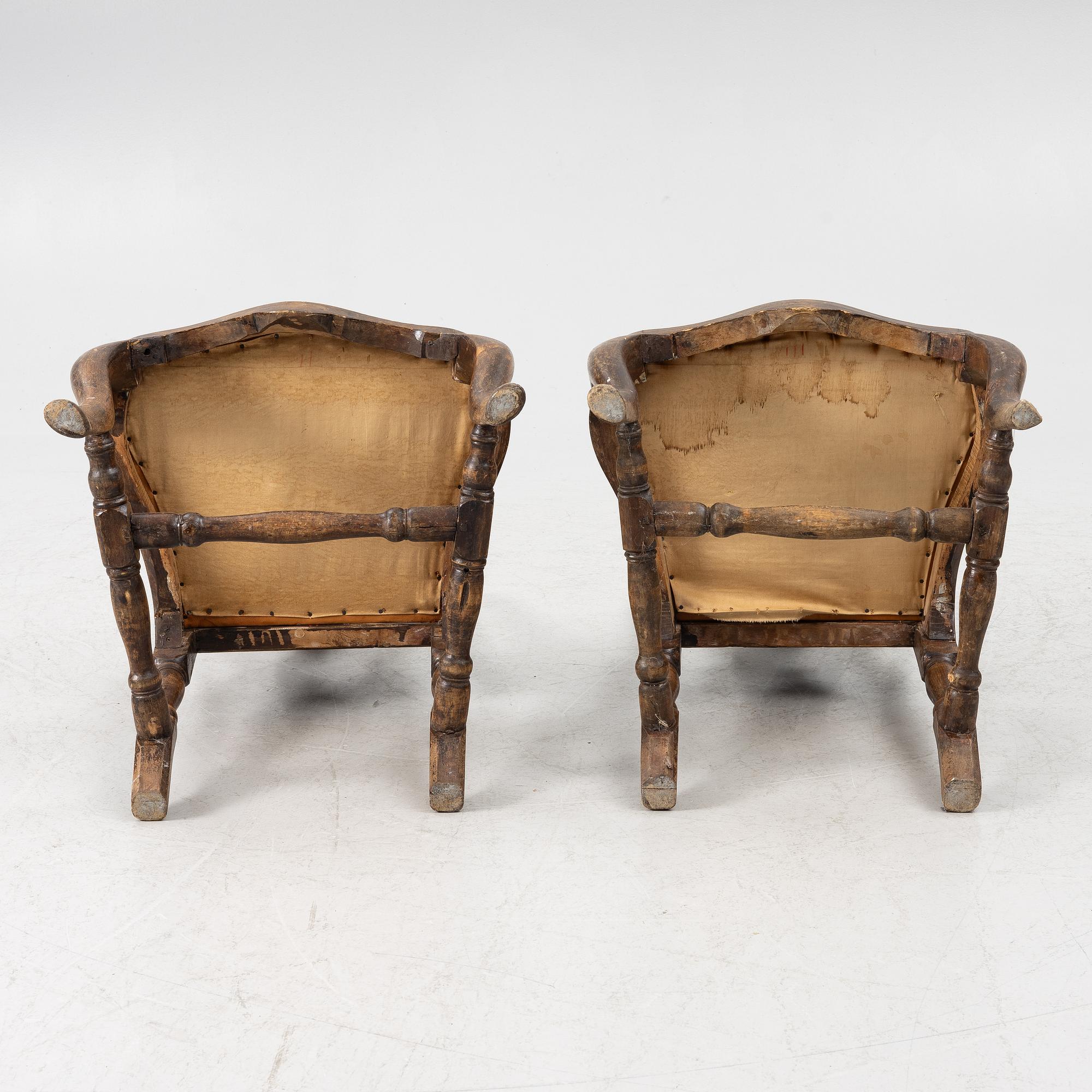 A pair of late 18th century Rococo chairs.