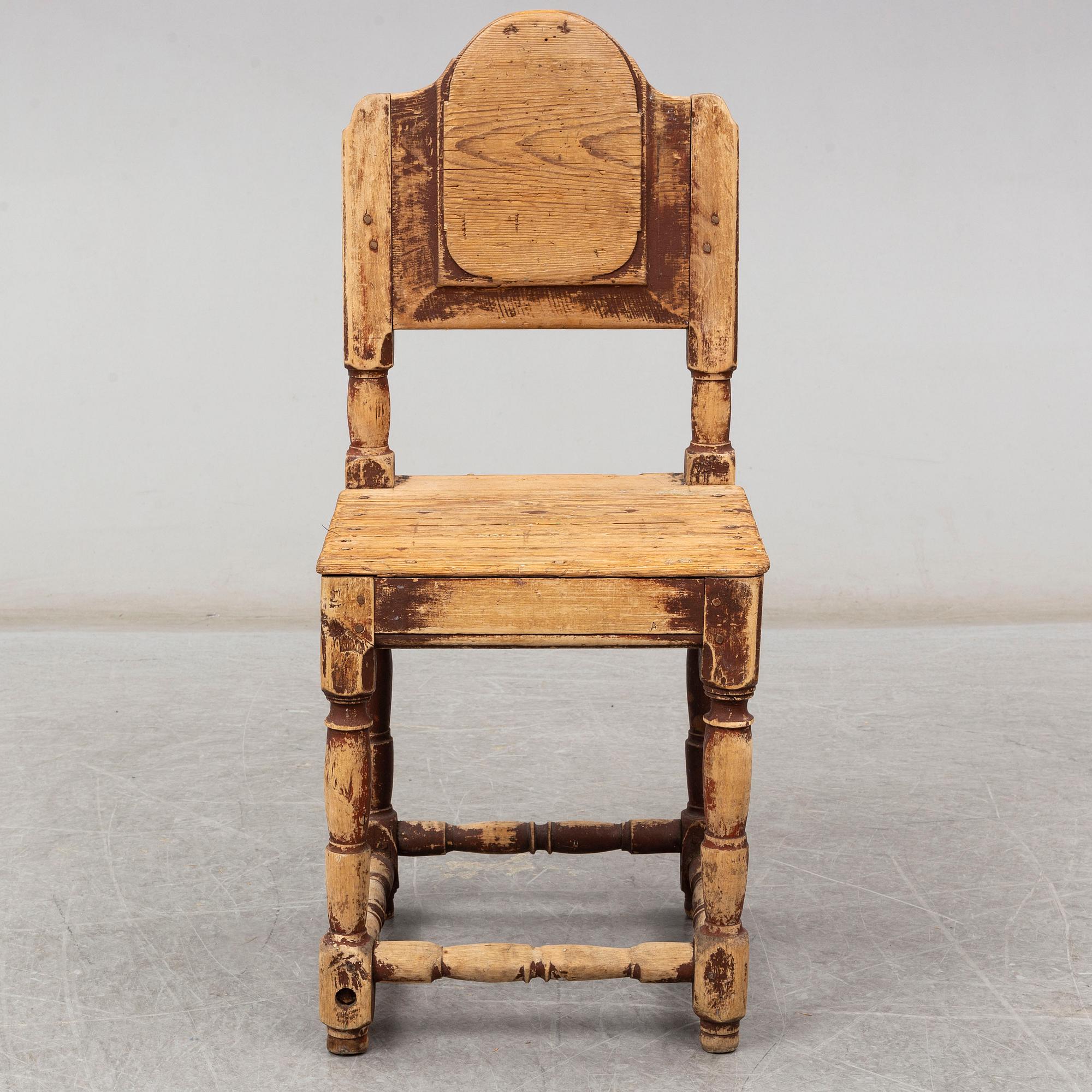 A painted pine chair from Jämtland or Härjedalen, 19th Century.
