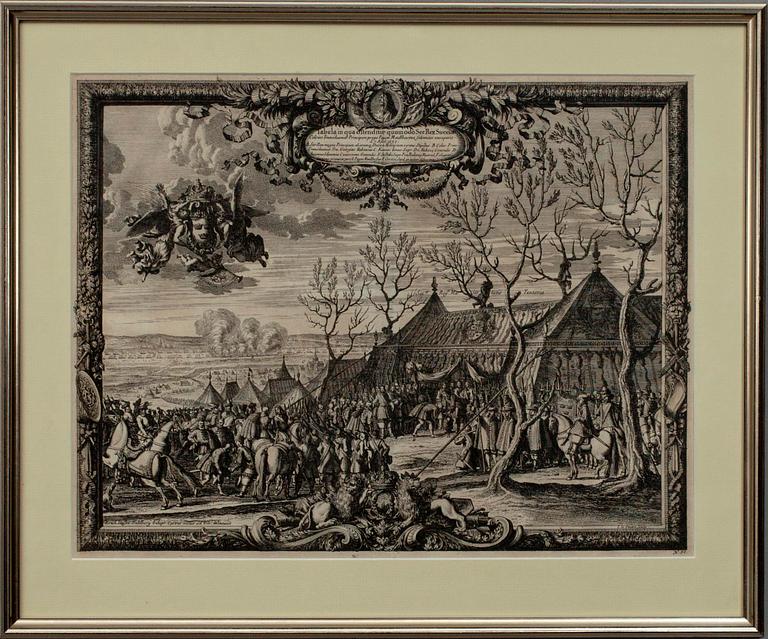 KOPPARSTICK, 1600/1700-tal, från boken S. v. Pufendorf, "De rebus a Carolo Gustavo gestis commentariorum libri septem".