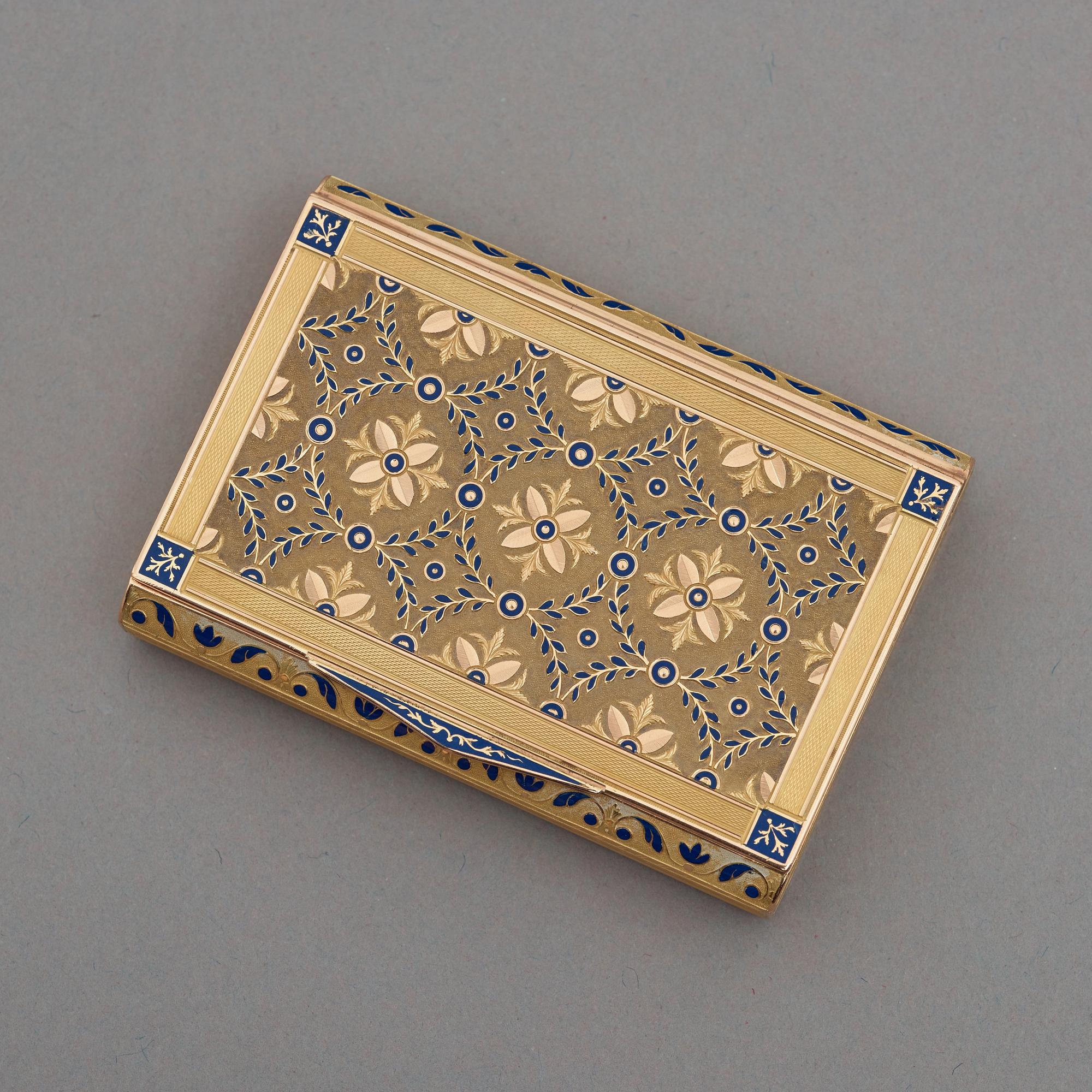 A French 19th century gold and enamel snuff-box.
