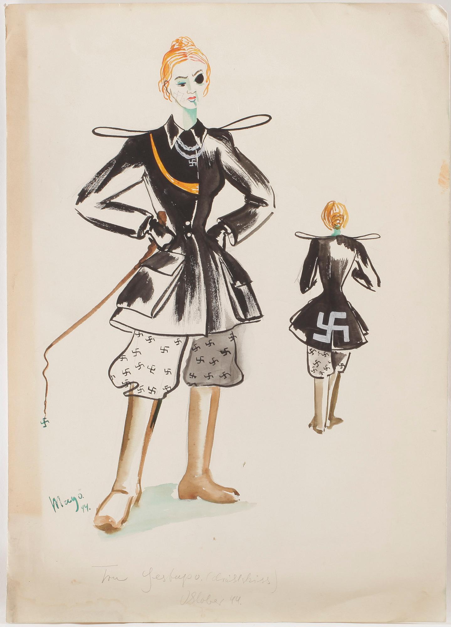 MAX GOLDSTEIN (MAGO) akvarellteckningar, kostymskisser och blyertsteckningar, ca 70 st, bl a 1940-tal, delvis sign.