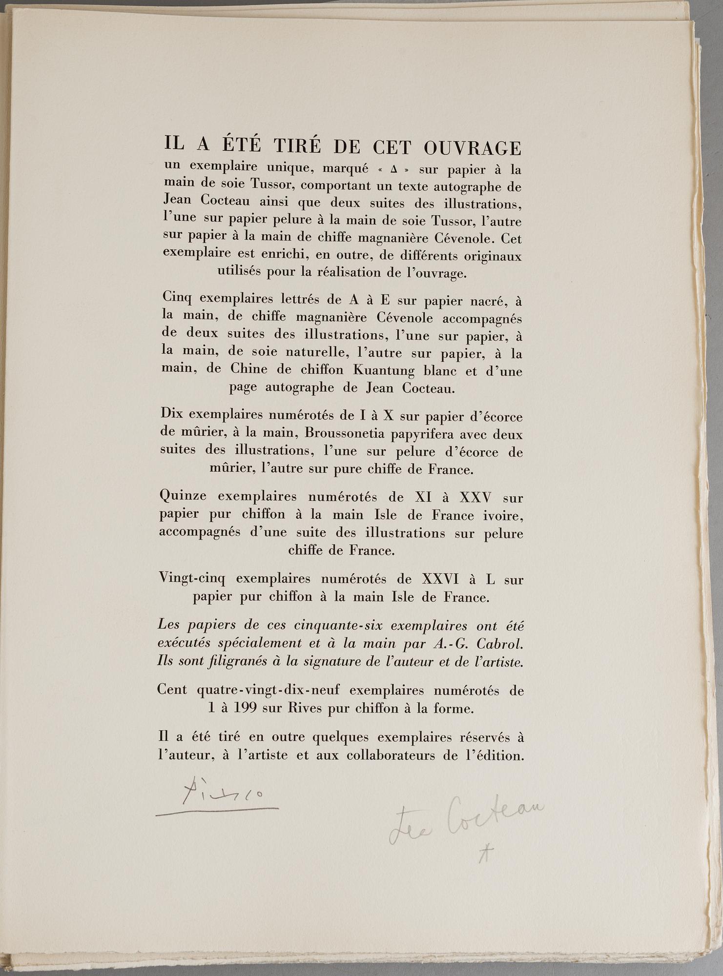 PABLO PICASSO ,  book comprising of 24 lithographs, signed by the artist and the author.