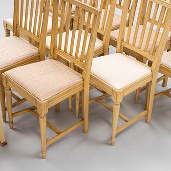 A set of ten Gustavian style chairs, mid 20th Century.