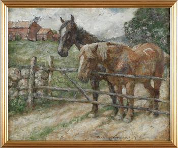 NORA VON SAMSON-HIMMELSTIERNA, olja på pannå, signerad och daterad 1943.