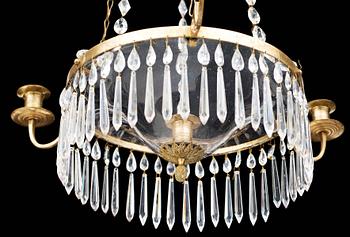 A late Gustavian circa 1800 four-light chandelier.