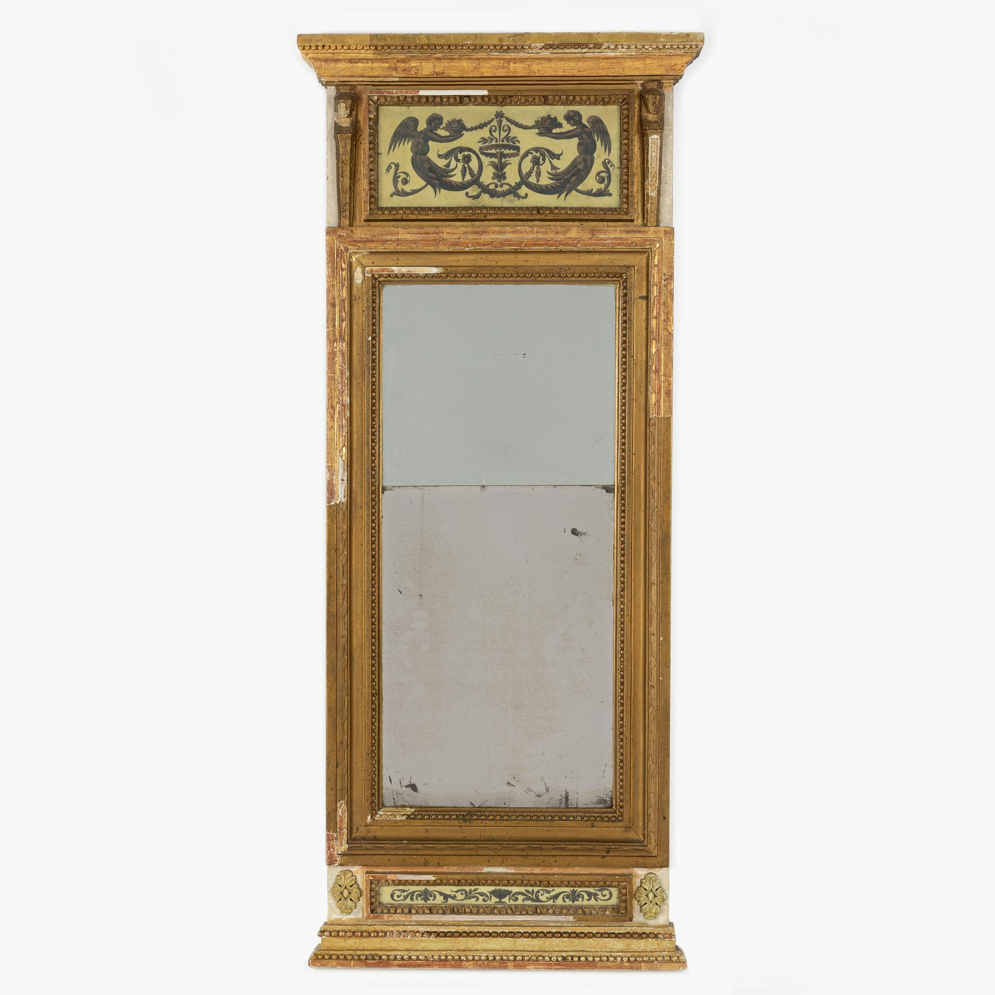 A late Gustavian giltwood mirror attributed to O. Wetterberg (master 1785-1803).