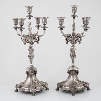 A pair of candelabras, silver, V. Christensen, Copenhagen, 1893 - 1910.