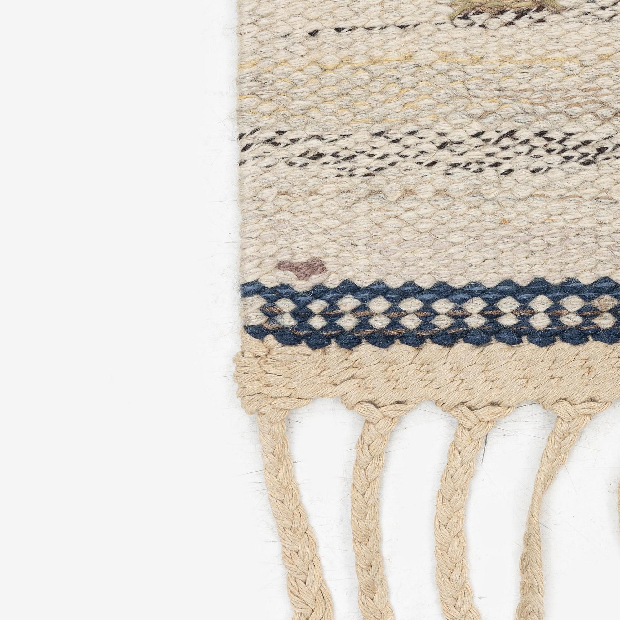 Märta Måås-Fjetterström, a carpet, 'Rutmattan med blått', flat weave, c 235 x 118 cm, signed AB MMF.