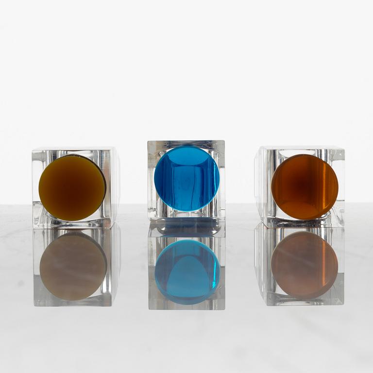 Siv Lagerström, three acrylic plastic rings, 1970s.