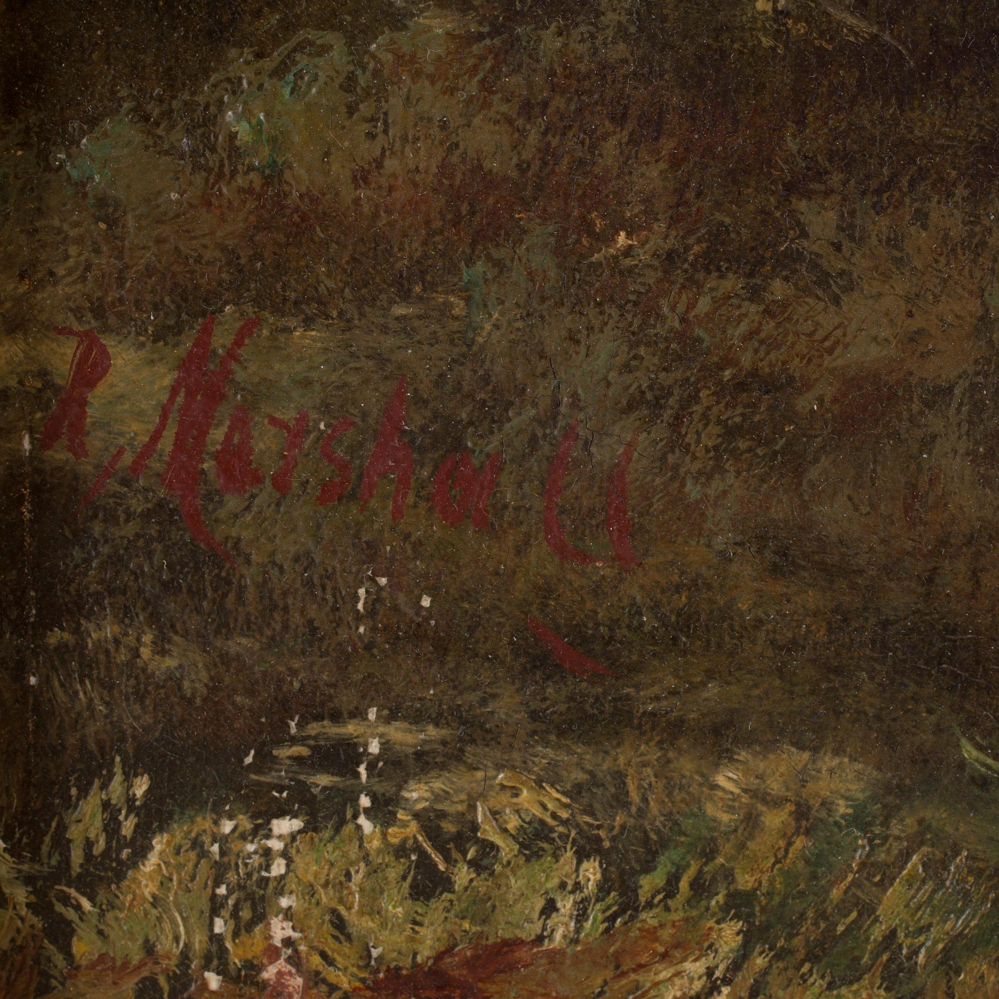 OKÄND KONSTNÄR, olja på duk, signerad R Marshall, 1800-talets andra hälft.
