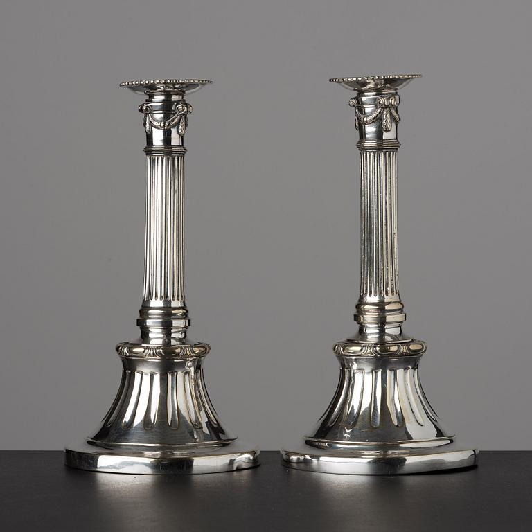 A matched pair of Gustavian late 18th century candlesticks.